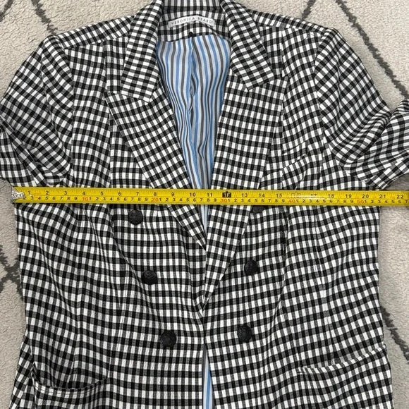 Veronica Beard Blazer Caldwell Double Breasted in Gingham Black White